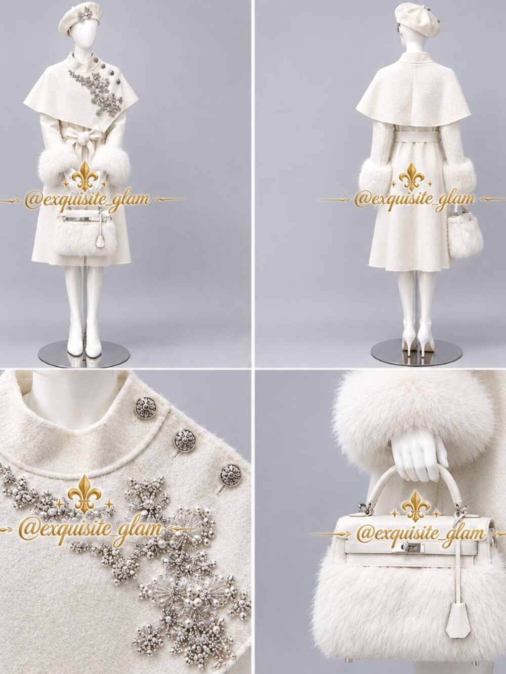 Gorgeous Wedding Jacket Coat Real Fur Couture Stylish Glamour Stroller Vest Cape